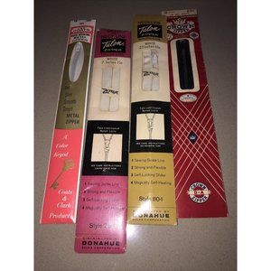 4 Lot Vintage Assorted  Zippers Various White black crown JP Coats Talon NOS